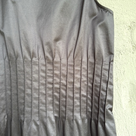 Theory Brynne “New Tuxedo” Black Satin Sleeveless Shift Dress Size 6 - Picture 8 of 15